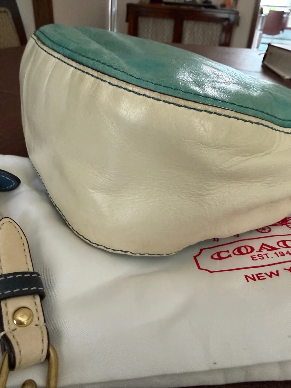 Coach 70th Anniversary Colorblock Willis Bag - Turquoise & Bone Limited Edition